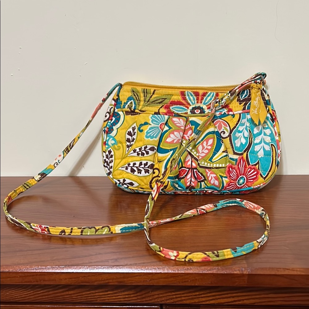 Vera Bradley Yellow Gold Crossbody Bag with Floral Design